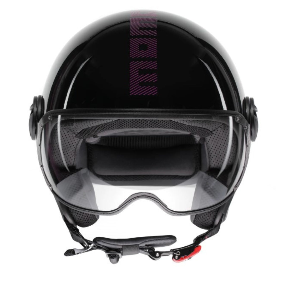 Casco Jet MomoDesign FGTR Classic Stripes - Nero Lucido/Fucsia - E2206
