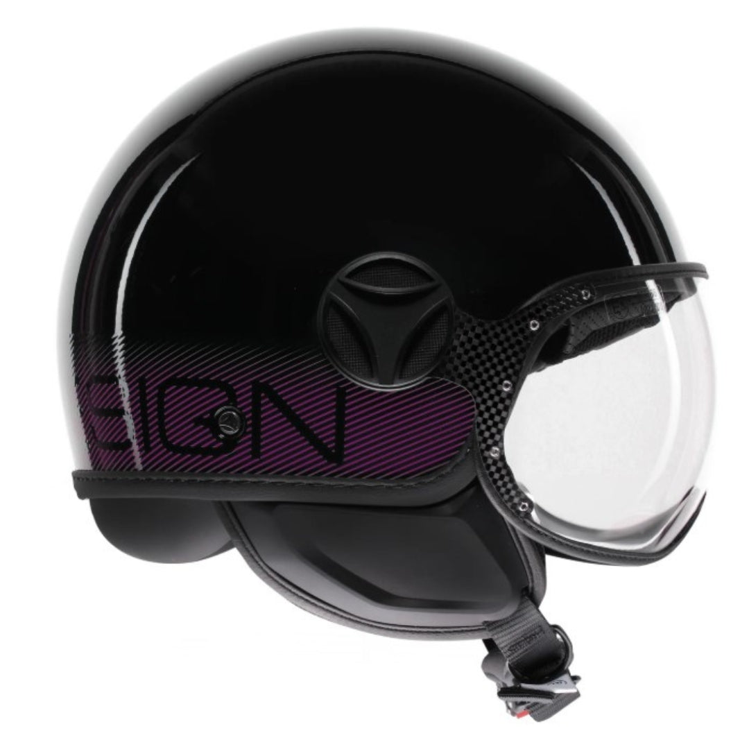 Casco Jet MomoDesign FGTR Classic Stripes - Nero Lucido/Fucsia - E2206