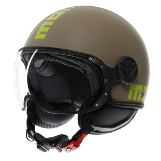 Casco Jet MomoDesign FGTR Classic Mono - Sabbia Opaco/Lime - E2206