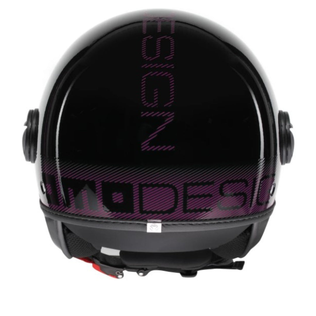 Casco Jet MomoDesign FGTR Classic Stripes - Nero Lucido/Fucsia - E2206
