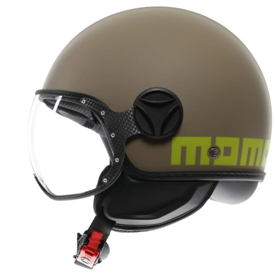Casco Jet MomoDesign FGTR Classic Mono - Sabbia Opaco/Lime - E2206