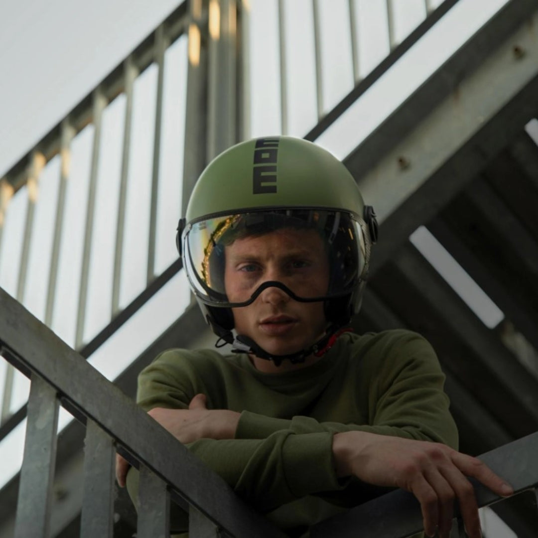 Casco Jet MomoDesign FGTR Classic Mono - Verde Militare Opaco/Nero - E2206