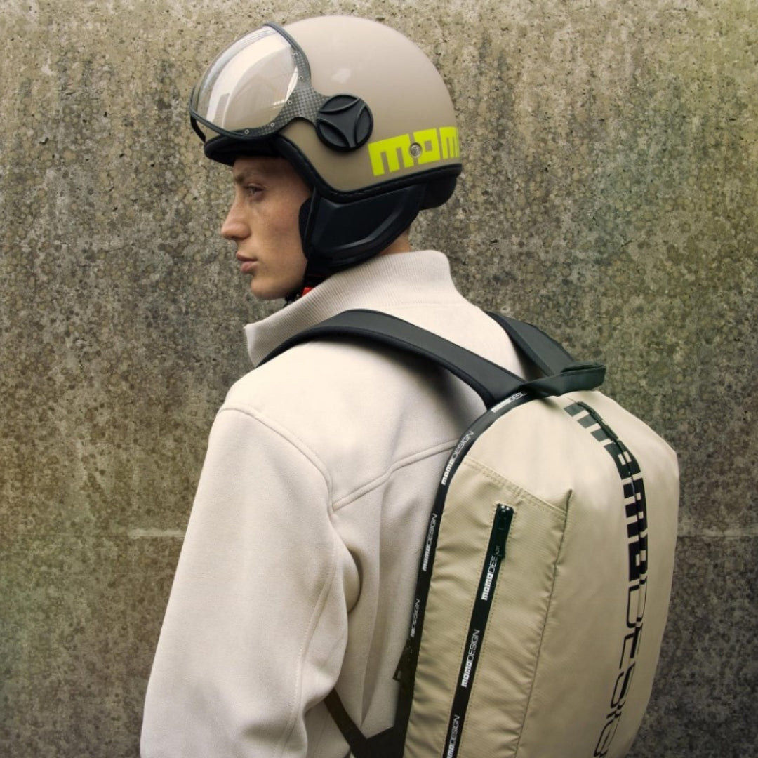 Casco Jet MomoDesign FGTR Classic Mono - Sabbia Opaco/Lime - E2206