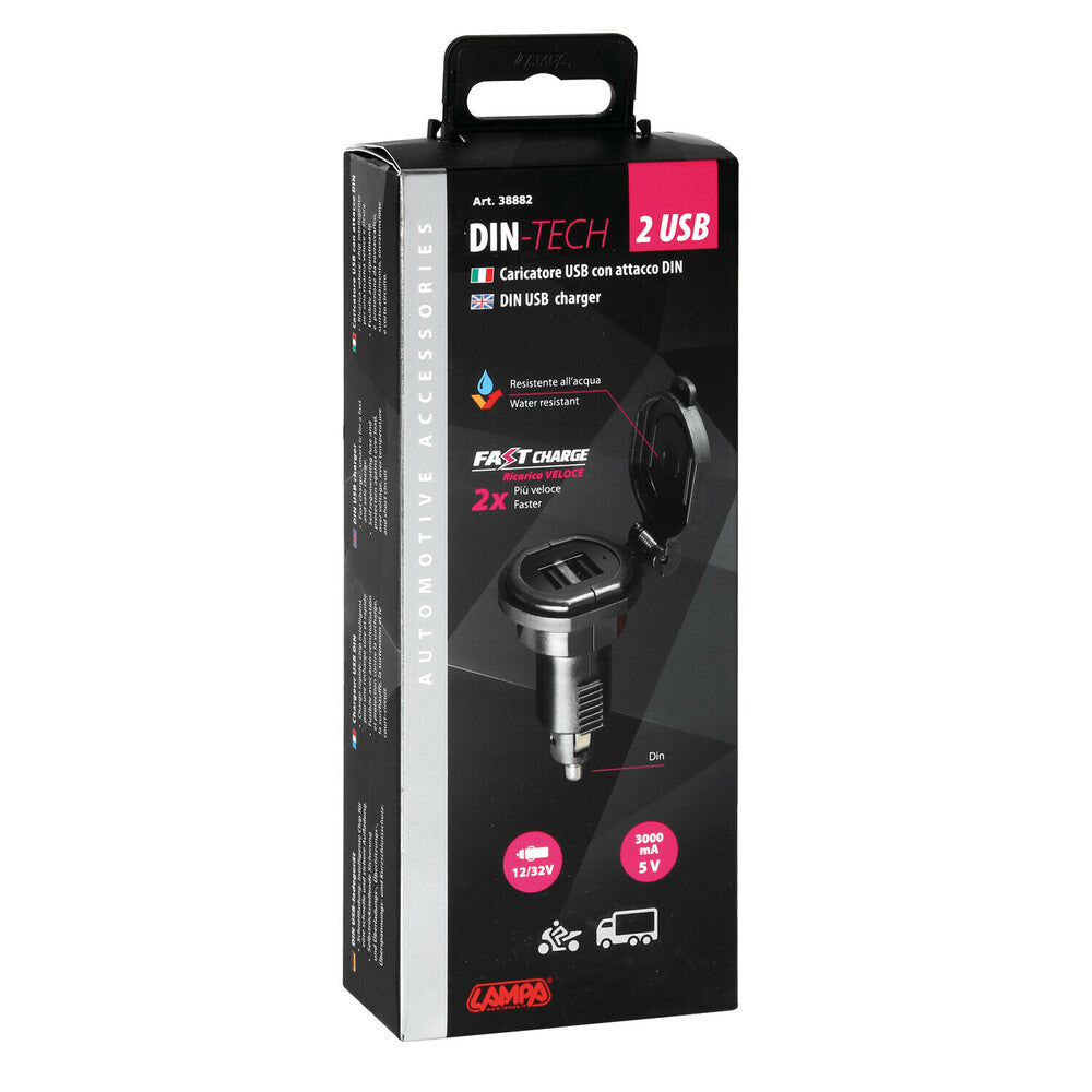 Caricatore USB Doppia Porta Fast Charge Attacco Accendisigari