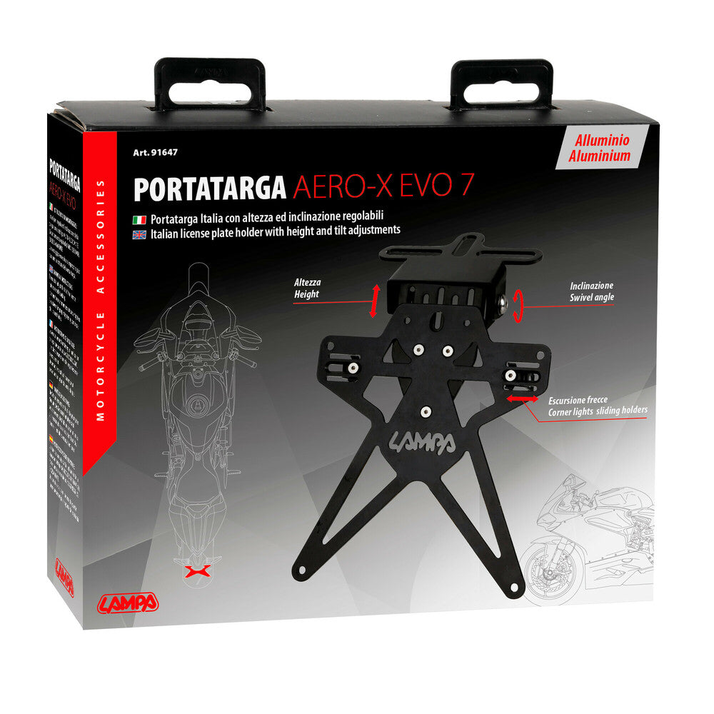 Portatarga Lampa Aero-X Evo 7 Completamente Regolabile in Alluminio