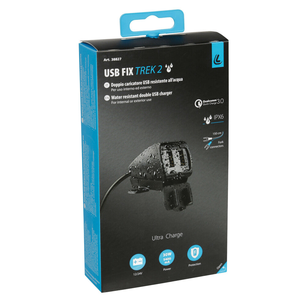Caricatore USB Doppia Porta Fast Charge Attacco a Vite o Adesivo