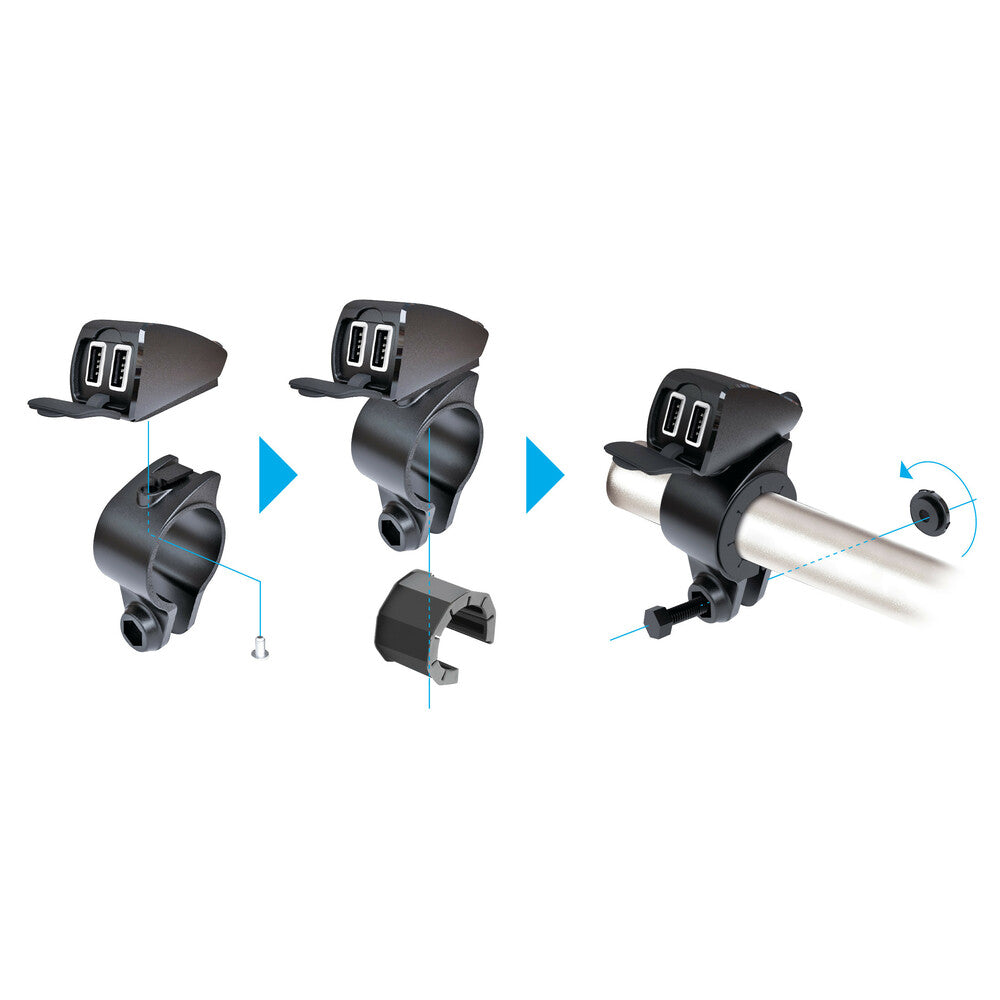 Caricatore USB Doppia Porta Fast Charge Attacco Manubrio