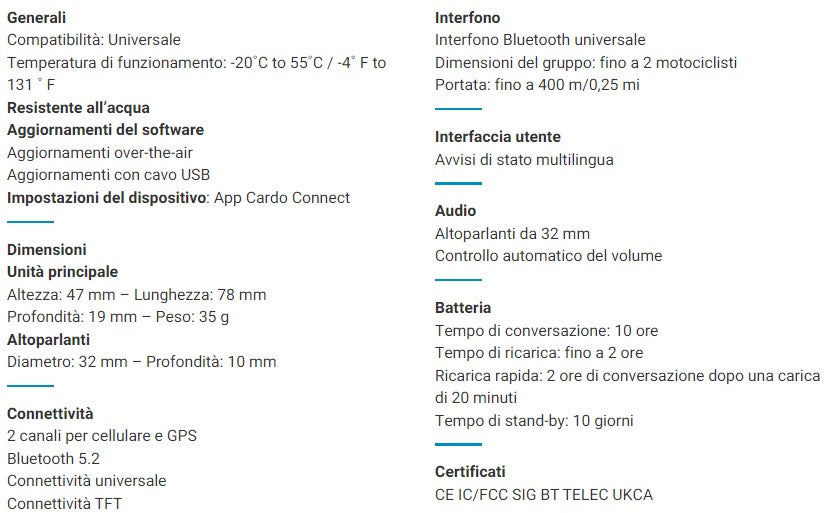 Interfono Bluetooth Cardo System - Spirit & Spirit Duo
