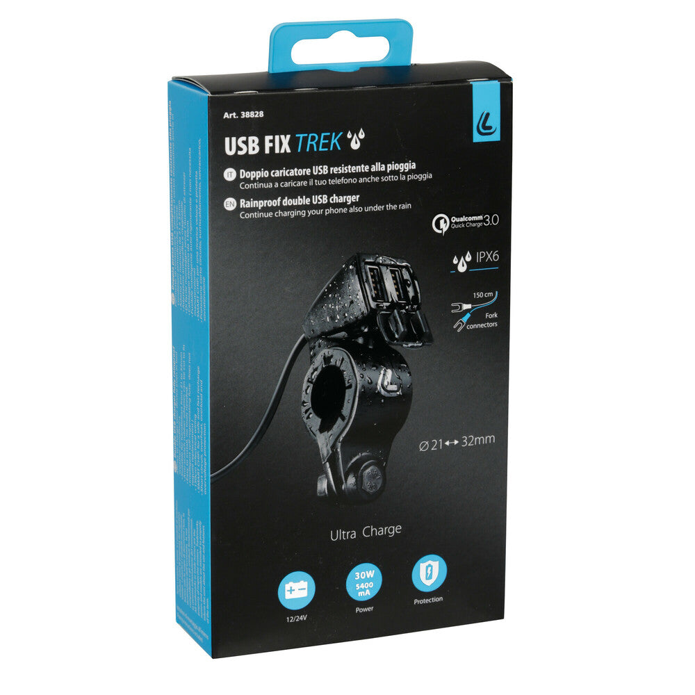 Caricatore USB Doppia Porta Fast Charge Attacco Manubrio