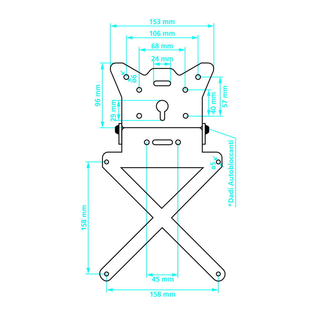Portatarga Lampa X-Plate Regolabile in Alluminio
