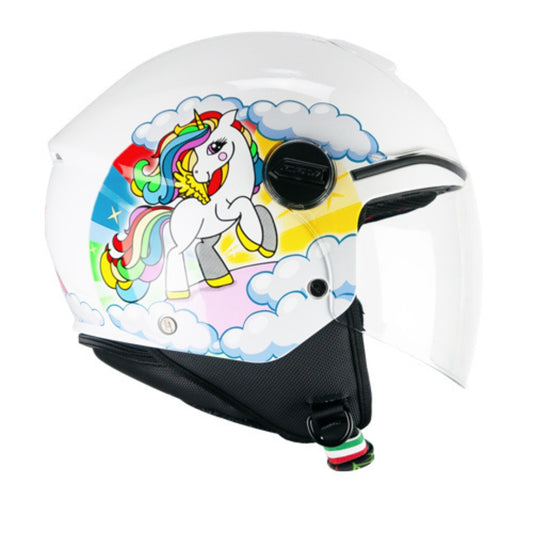 Casco Jet Bambini 261D Mini Dreams Bianco Fucsia Celeste