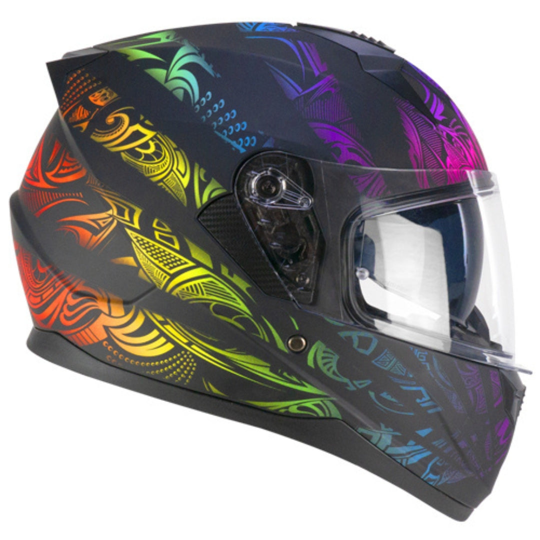 Casco Integrale SKA-P 3MHS Speeder Rainbow Nero Verde Rosso Opaco