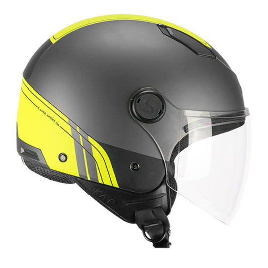 Casco Jet SKA-P 1LHG Luke Sport Antracite Giallo Fluo Satinato