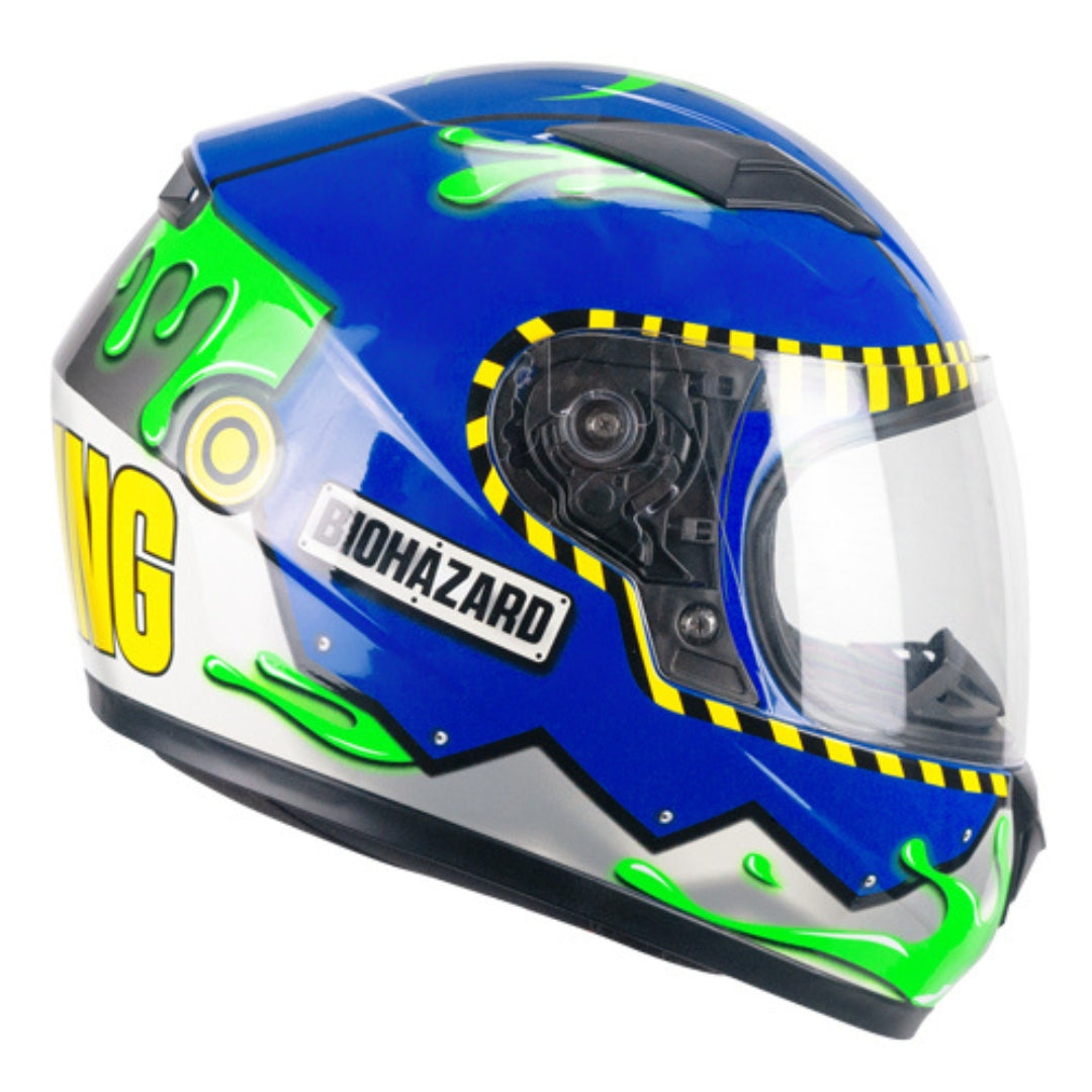 Casco Integrale Bambini CGM 265R Lucky Bio Blu Giallo Verde Fluo Opaco