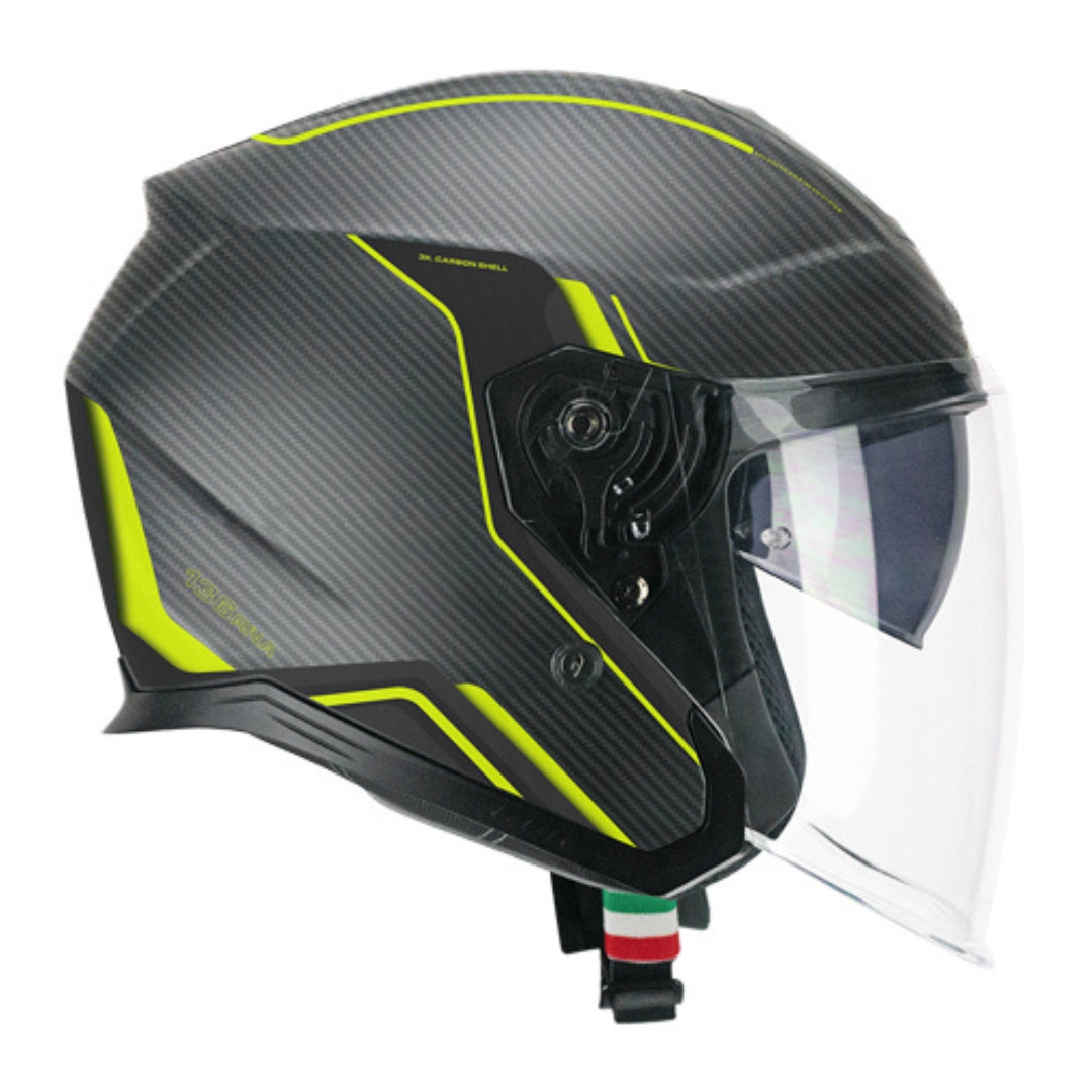 Casco Jet CGM 136X RNA Pro Street Carbon Giallo Fluo Opaco