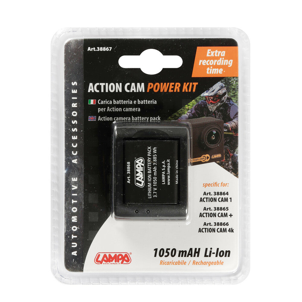 Kit Carica Batteria + Batteria Aggiuntiva Per Action Cam