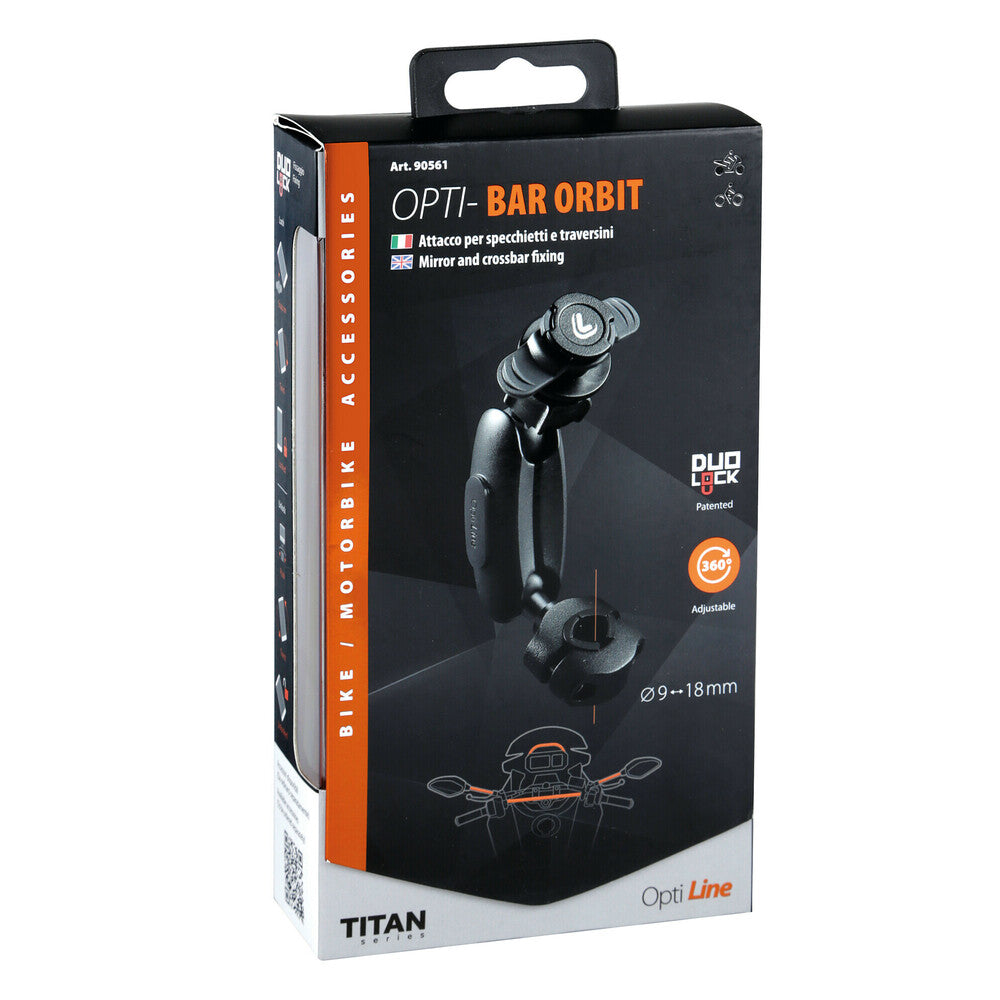 Supporto Portatelefono Con Attacco Specchietto e Traversina - Titan Bar Orbit